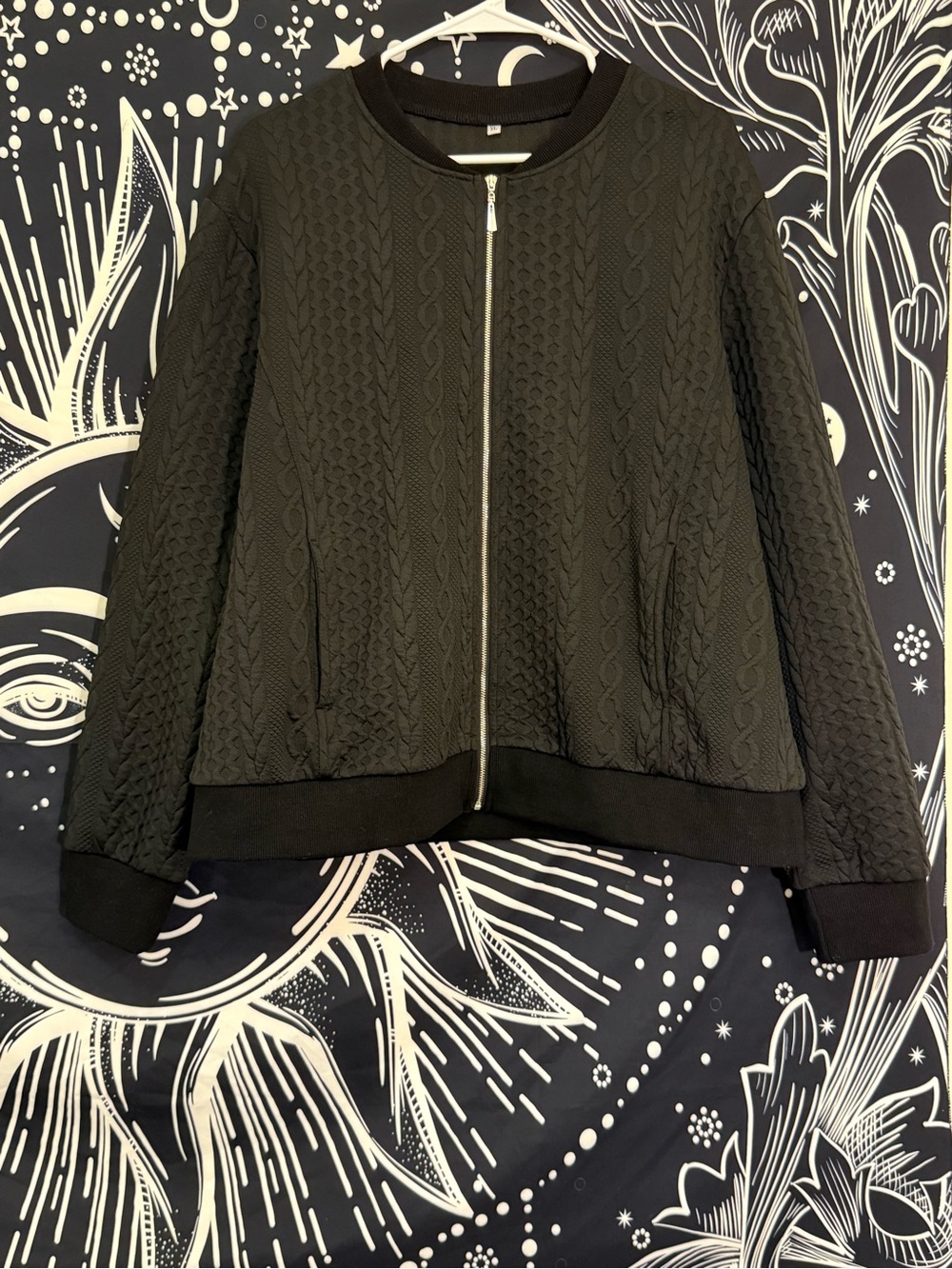 Textured Black Zip Up Jacket